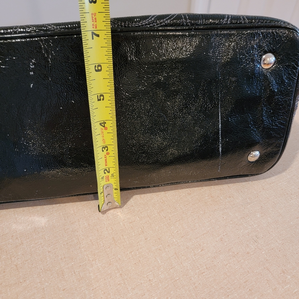 Coach Black Patent Leather Logo Carryall Purse Bag - Picture 7 of 11